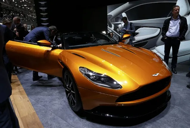 A new Aston Martin DB11 is pictured at the 86th International Motor Show in Geneva, Switzerland, March 1, 2016. (Photo by Denis Balibouse/Reuters)