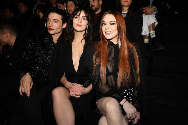 Actress Lindsay Lohan (R) and her sister Aliana Lohan attend the Saint Laurent show as part of the Paris Fashion Week Womenswear Fall/Winter 2019/2020 on February 26, 2019 in Paris, France. (Photo by INSTARimages.com)