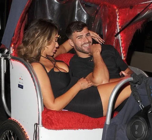 UK English television personality Chloe Ferry, 26, has given Hollyoaks actor Owen Warner another chance after he begged a glamour model for a date. The former flames were seen leaving The London Reign nightclub before hopping on a rickshaw together for a late night tour of the capital on September 11, 2021. (Photo by Click News and Media)