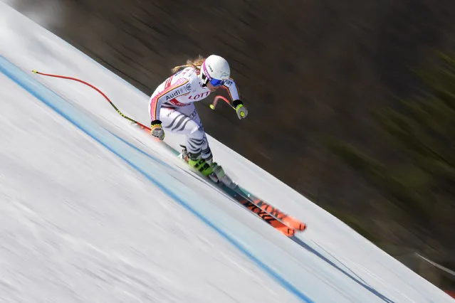 Germany's Michaela Wenig competes during the second women's downhill practice at a FIS Alpine Ski World Cup in Jeongseon, some 150km east of Seoul, that is also part of a test event for the Pyeongchang 2018 Winter Olympics on March 3, 2017. (Photo by Fabrice Coffrini/AFP Photo)