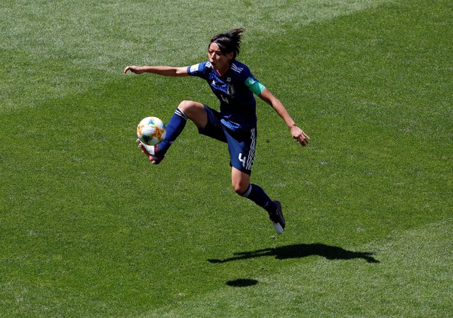 Saki Kumagai of Japan in action during the 2019 FIFA Women's World Cup France group D match between Japan and Scotland at Roazhon Park on June 14, 2019 in Rennes, France. (Photo by Stephane Mahe/Reuters)
