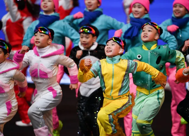 Performers take part in the opening ceremony of the Beijing 2022 Winter Olympic Games, at the National Stadium, known as the Bird's Nest, in Beijing, on February 4, 2022. (Photo by Xinhua News Agency/Rex Features/Shutterstock)