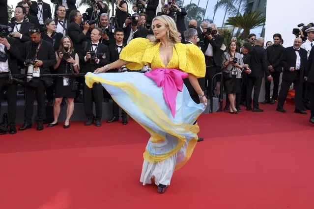 British singer-songwriter and television personality Tallia Storm poses for photographers upon arrival at the opening ceremony and the premiere of the film “Final Cut” at the 75th international film festival, Cannes, southern France, Tuesday, May 17, 2021. (Photo by Vianney Le Caer/Invision/AP Photo)