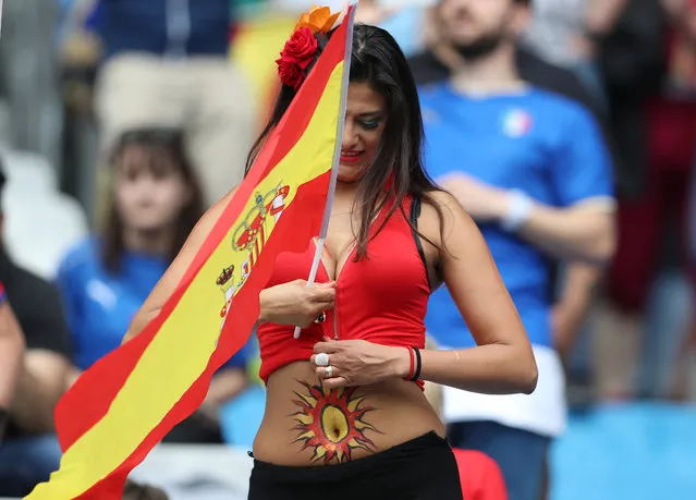 Football Soccer, Italy vs Spain, EURO 2016, Round of 16, Stade de France, Saint-Denis near Paris, France on June 27, 2016. Spain fan before the match. (Photo by Lee Smith/Reuters/Livepic)