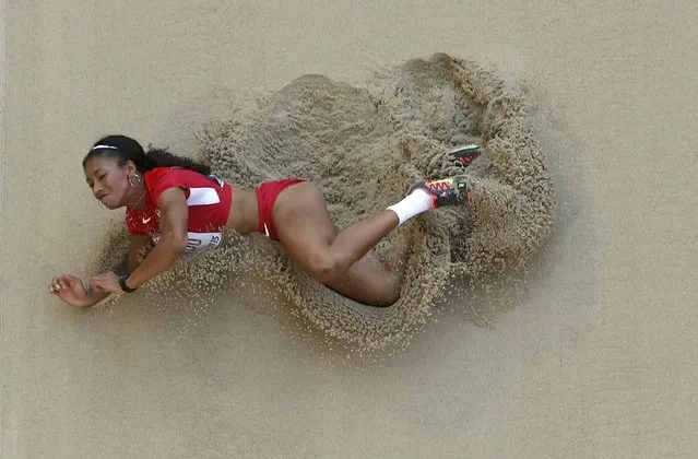 Jasmine Todd of the U.S. competes in the women's long jump qualifying round during the 15th IAAF World Championships at the National Stadium in Beijing, China, August 27, 2015. (Photo by Kim Kyung-Hoon/Reuters)