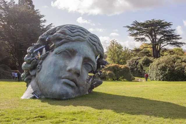 In this image released on Monday 10th October 2022, Daniel Arsham's Unearthed Bronze Eroded Melpomene, 2021, is pictured during the launch of Relics in the Landscape at Yorkshire Sculpture Park on October 08, 2022 in Wakefield, England. (Photo by Anthony Devlin/Getty Images for Daniel Arsham)