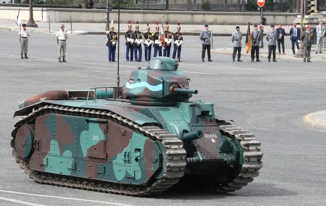 French Char B1 tank from WWII take part in the Bastille Day military parade honoring French health workers and their dedication in the fight against the coronavirus on Place de la Concorde in Paris, July 14, 2020. (Photo by Ludovic Marin/Pool via Reuters)