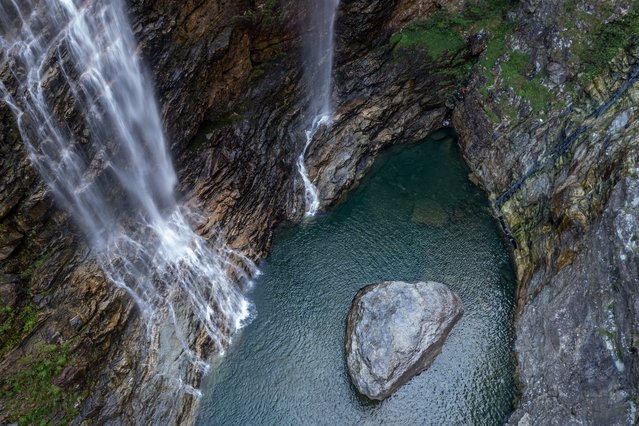 The 3 step waterfall On Lushan Mountain in Jiangxi, China on Thursday, October 23, 2025. (Photo by Dan Sandoval/AP Content Services for Lushan Tourism)