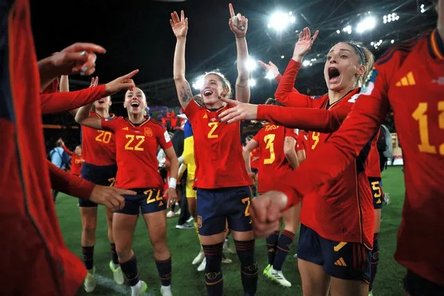 Spain's Ona Batlle and teammates celebrate after winning the FIFA Women's World Cup Australia & New Zealand 2023 Final match between Spain and England at Stadium Australia on August 20, 2023 in Sydney, Australia. (Photo by Hannah Mckay/Reuters)