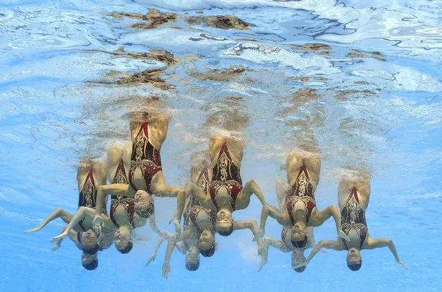 Team Israel competes in the Artistic Swimming Free Combination Final on day four of the Budapest 2022 FINA World Championships at Alfred Hajos National Aquatics Complex on June 20, 2022 in Budapest, Hungary. (Photo by Quinn Rooney/Getty Images)