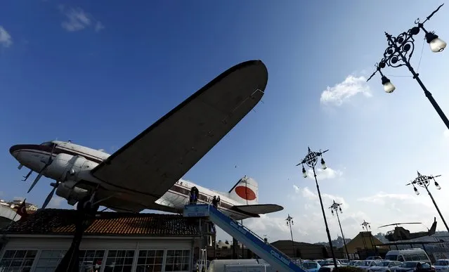 A family takes a selfie as they visit a Douglas DC-3 passenger aircraft at the Rahmi M. Koc Museum in Istanbul, Turkey January 24, 2016. (Photo by Murad Sezer/Reuters)