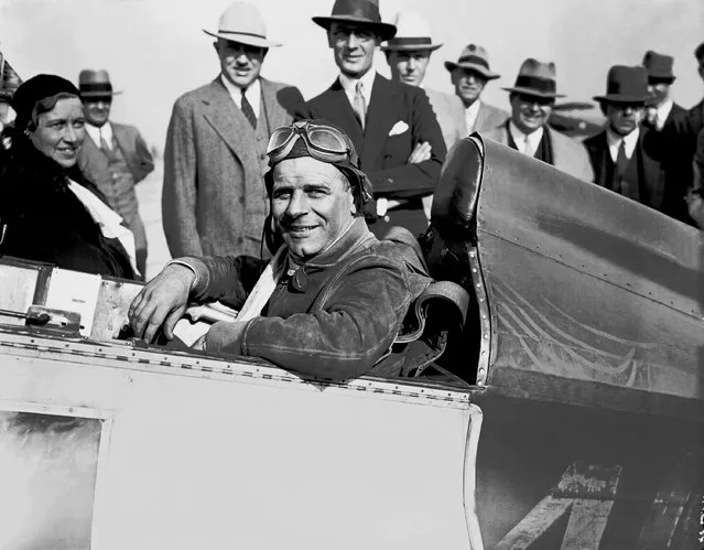 Maj. James (Jimmy) Doolittle smiles from the cockpit after landing in St. Louis, MO., on October 26, 1931 after a record breaking flight of 6 hours 33 minutes.  Doolittle averaged about 230 miles per hour for the 1,500-mile trip. (Photo by AP Photo)