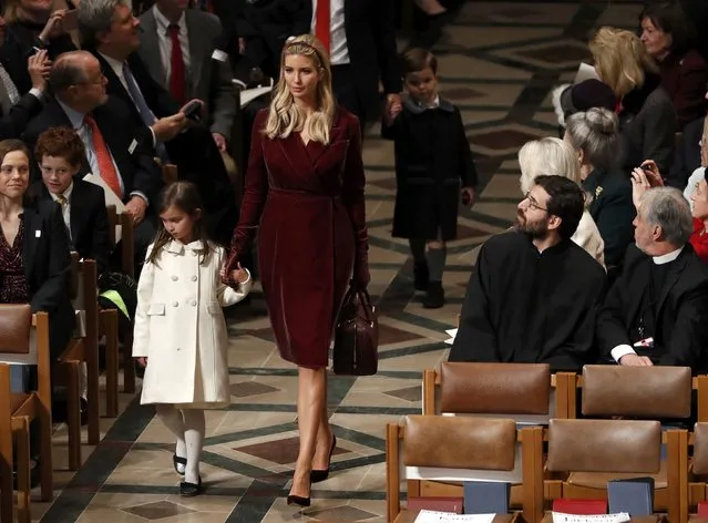 Ivanka Trump and daughter Arabella Rose Kushner arrive for a prayer service with U.S. President Donald Trump at Washington National Cathedral the morning after his inauguration, in Washington, U.S., January 21, 2017. (Photo by Kevin Lamarque/Reuters)