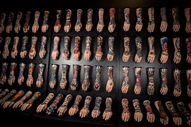 One hundred silicone arms have gone on display at the National Maritime Museum in Falmouth, UK as part of a tattoo exhibition on March 16, 2017. Tattoo: British Tattoo Art Revealed showcases the history of the scene and features contemporary works by 100 of the UK’s leading artists. (Photo by Ben Birchall/PA Wire)
