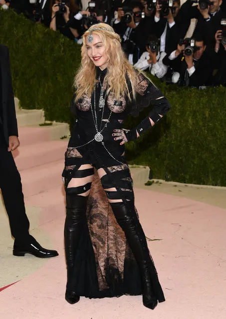 Madonna arrives at The Metropolitan Museum of Art Costume Institute Benefit Gala, celebrating the opening of “Manus x Machina: Fashion in an Age of Technology” on Monday, May 2, 2016, in New York. (Photo by Evan Agostini/Invision/AP Photo)