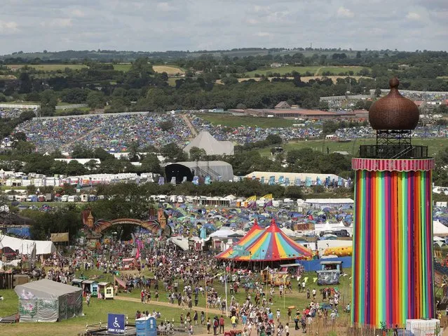 A view of the Glastonbury Festival, at Worthy Farm in Somerset. (Photo by Yui Mok/PA Wire)