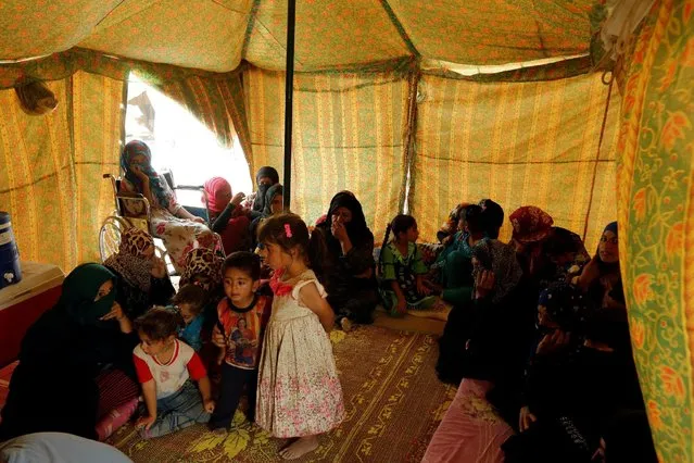 Displaced people, who fled from Falluja because of Islamic State violence, are seen inside a tent at a refugee camp in Ameriyat Falluja, south of Falluja, Iraq, June 16, 2016. (Photo by Ahmed Saad/Reuters)