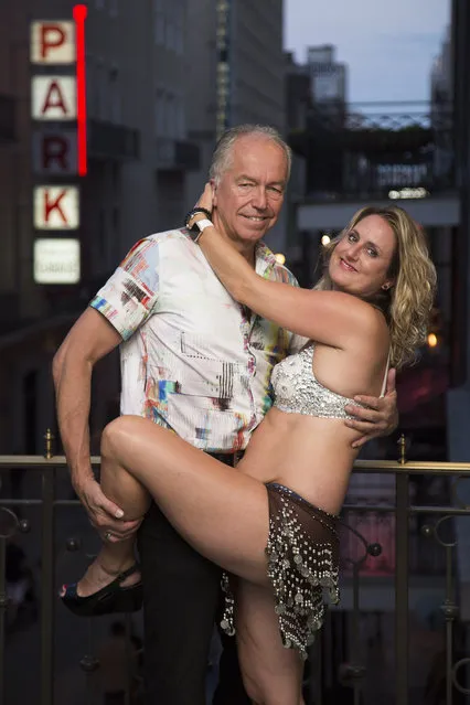 Harry, 65, and Amanda, 38, a swinging couple for three years. Harry owns Hedonism nightclub in Jamaica, at Naughty in N'awlins held in New Orleans, Louisiana. (Photo by Mathew Growcoot/News Dog Media)