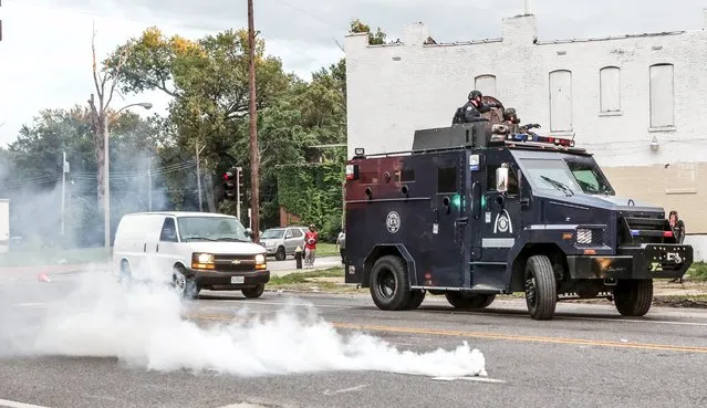 A police vehicle is seen during a demonstration after a shooting incident in St. Louis, Missouri August 19, 2015. (Photo by Lawrence Bryant/Reuters)