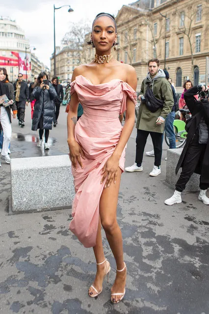 Jourdan Dunn attends the Vivienne Westwood Womenswear Fall/Winter 2020/2021 show as part of Paris Fashion Week on February 29, 2020 in Paris, France. (Photo by The Mega Agency)