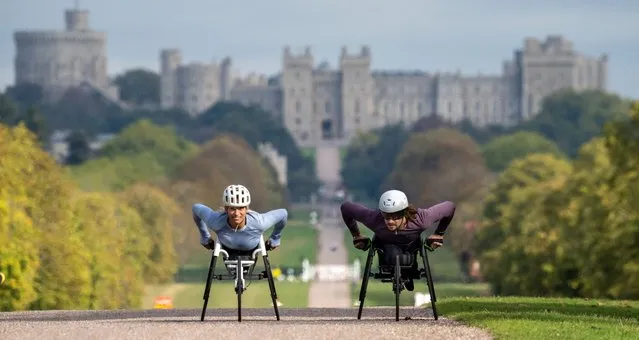 Madison de Rozario and Jake Lappin training on The Long Walk overlooking Windsor Castle ahead of the TCS London Marathon 2022 on Thursday, September 29, 2022. (Photo by Jed Leicester for London Marathon Events/PA Wire Press Association)
