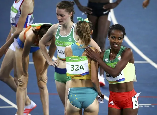 2016 Rio Olympics, Athletics, Preliminary, Women's 1500m Round 1, Olympic Stadium, Rio de Janeiro, Brazil on August 12, 2016. Genzebe Dibaba (ETH) of Ethiopia reacts. (Photo by David Gray/Reuters)