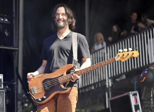 Canadian actor Keanu Reeves of Dogstar performs during the 2023 BottleRock Napa Valley festival at Napa Valley Expo on May 27, 2023 in Napa, California. (Photo by Tim Mosenfelder/Getty Images)
