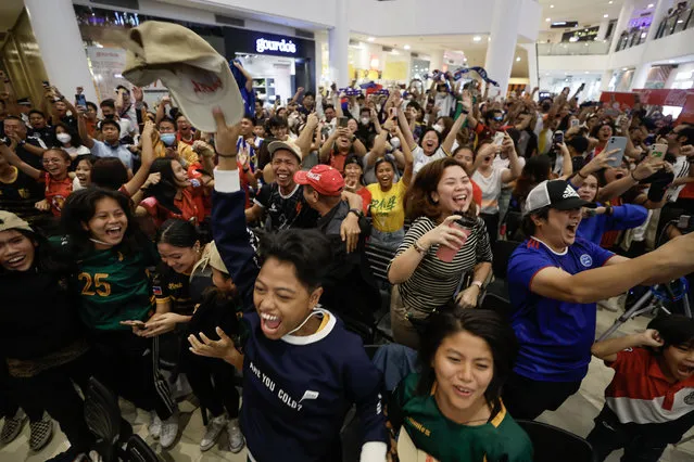 Philippines fans react while watching a broadcast of the FIFA Women's World Cup group A soccer match between New Zealand and the Philippines, at a mall in Quezon City, Metro Manila, Philippines 25 July 2023. (Photo by Rolex Dela Pena/EPA/EFE/Rex Features/Shutterstock)