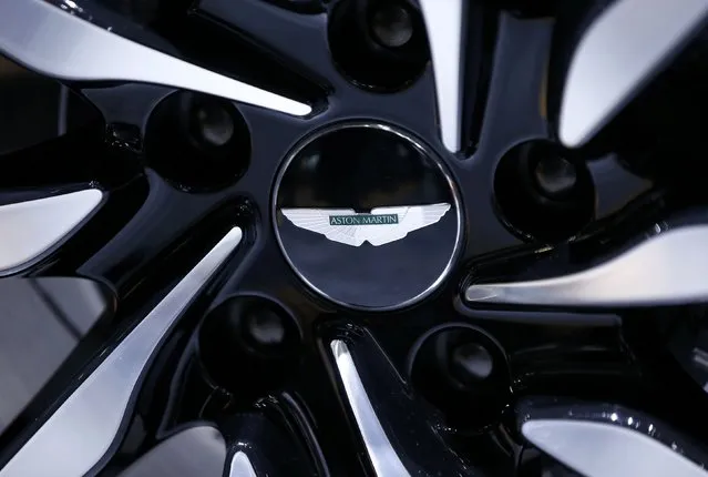 An Aston Martin logo is pictured on the hub of the new Aston Martin DB11 at the 86th International Motor Show in Geneva, Switzerland, March 1, 2016. (Photo by Denis Balibouse/Reuters)