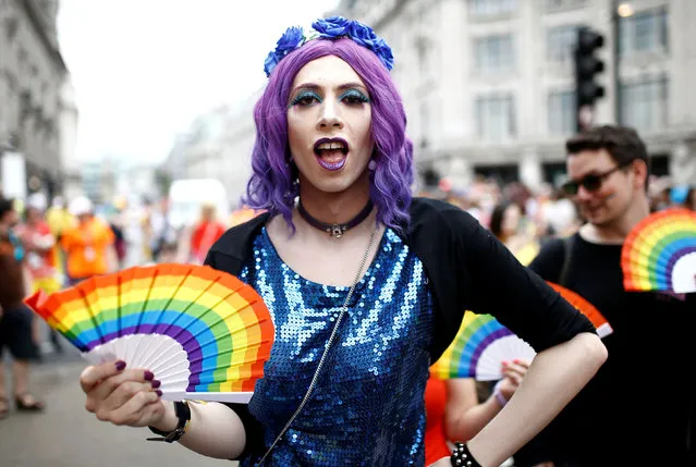 A participant takes part in the annual Pride in London parade, in London, Britain on July 6, 2019. (Photo by Henry Nicholls/Reuters)