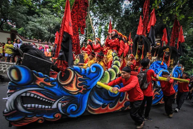 Participants mark International Dance Day in Surakarta, Central Java, Indonesia on April 29, 2016. (Photo by Solo Imaji/Barcroft Images)