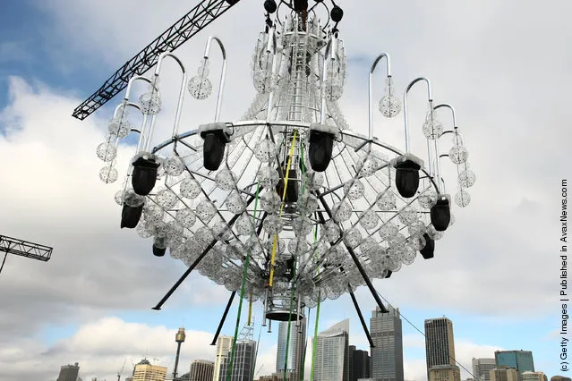 La Traviata chandelier is positioned on stage at Mrs Macquarie's Point on March 16, 2012 in Sydney, Australia