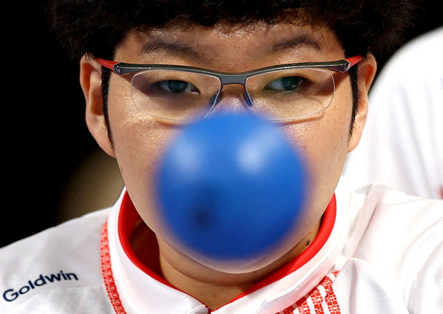 Hiromi Endo of Japan in action during her bronze medal match against Yushae Andrade of Bermuda in women's individual BC1 boccia bronze medal match in Paris, France on September 1, 2024. (Photo by Jeremy Lee/Reuters)