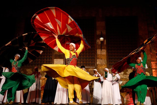 Dancers perform Tanoura, a traditional Egyptian folk dance, during the holy month of Ramadan at the Sultan Al-Ghuri complex in Cairo, Egypt, on March 12, 2025. (Photo by Xinhua News Agency/Rex Features/Shutterstock)