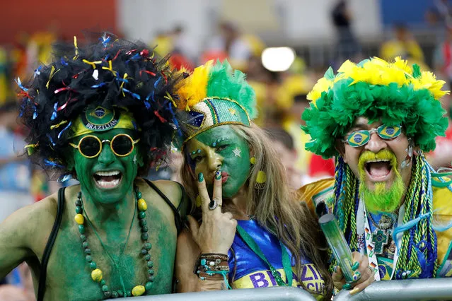 Brazil fans react before the Russia 2018 World Cup Group E football match between Brazil and Switzerland at the Rostov Arena in Rostov- On- Don on June 17, 2018. (Photo by Darren Staples/Reuters)