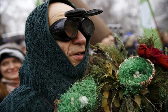 Environmental activists take part in a march in defence of Europe's last ancient forest, the Bialowieza Primeval Forest, in Warsaw, Poland January 17, 2016. (Photo by Kacper Pempel/Reuters)