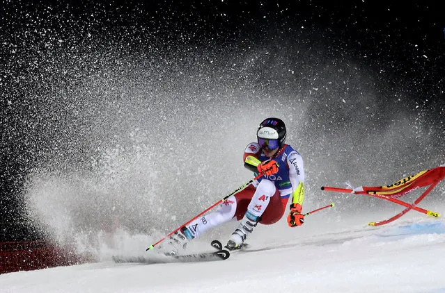 Austria's Patrick Feurstein competes during the men's giant slalom event of the FIS Alpine Skiing World Cup in Schladming, Austria on January 23, 2024. (Photo by Leonhard Foeger/Reuters)