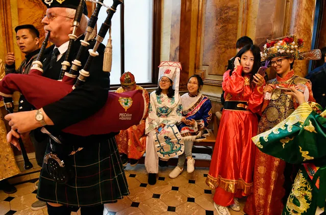 The Chinese community in Glasgow celebrate Chinese New Year in Glasgow City Chamber on January 29, 2017. (Photo by Jeff J. Mitchell/Getty Images)
