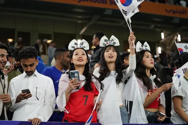 South Korea fans is seen inside the stadium during the AFC Asian Cup quarter final match between Australia and South Korea at Al Janoub Stadium on February 02, 2024 in Al Wakrah, Qatar. (Photo by Sorin Furcoi/Al Jazeera)