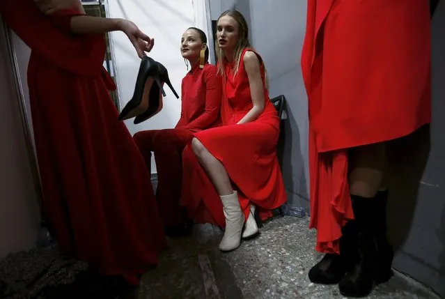 Models wait backstage during the Mercedes-Benz Fashion Days in Tbilisi, Georgia, May 1, 2015. (Photo by David Mdzinarishvili/Reuters)