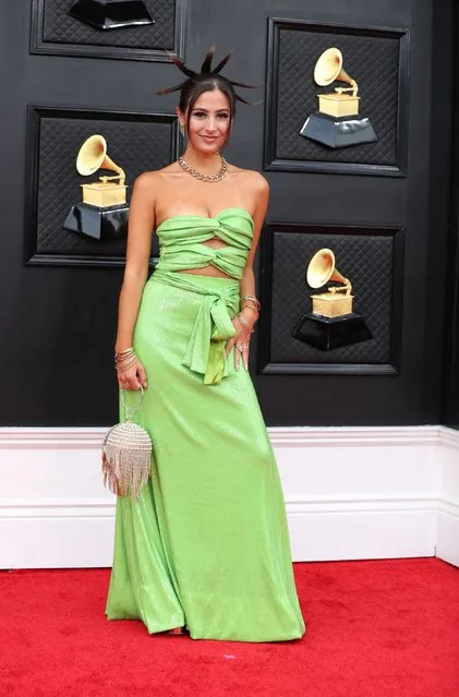 Singer TIA TIA poses on the red carpet at the 64th Annual Grammy Awards at the MGM Grand Garden Arena in Las Vegas, Nevada, U.S., April 3, 2022. (Photo by Maria Alejandra Cardona/Reuters)