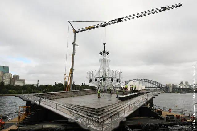 La Traviata chandelier is positioned on stage at Mrs Macquarie's Point on March 16, 2012 in Sydney, Australia