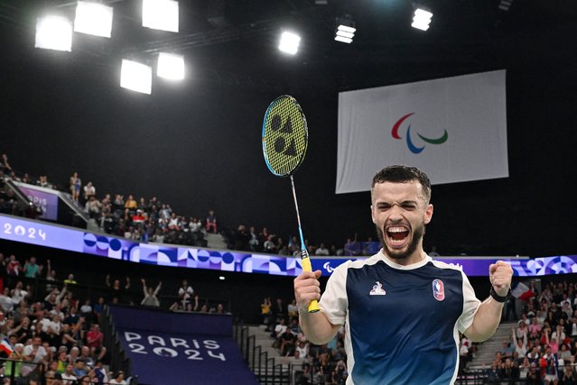 Charles Noakes of France reacts during the men's singles SH6 group play stage in Paris, France on August 31, 2024. (Photo by Jennifer Lorenzini/Reuters)