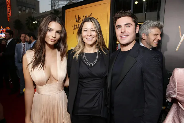 Emily Ratajkowski, Veronika Kwan Vandenberg, President of Distribution, Warner Bros. Pictures International, and Zac Efron seen at Los Angeles Premiere of Warner Bros. “We Are Your Friends” at TCL Chinese Theatre on Thursday, August 20, 2015, in Hollywood, CA. (Photo by Eric Charbonneau/Invision for Warner Bros./AP Images)