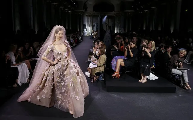 A model presents a creation by Lebanese designer Elie Saab as part of his Haute Couture Fall/Winter 2016/2017 collection in Paris, France, July 6, 2016. (Photo by Gonzalo Fuentes/Reuters)