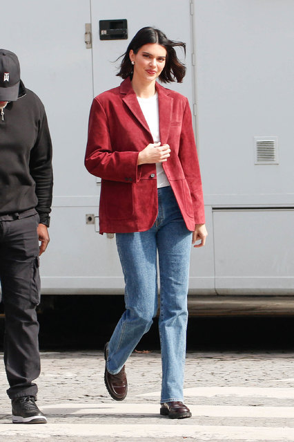 American model and socialite Kendall Jenner on the Oreal set at Palais Royal in Paris on March 22, 2025. (Photo by Spread Pictures/The Mega Agency)