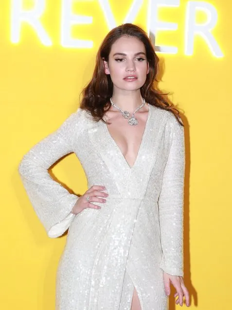 English actress Lily James poses during a press conference for Bvlgari's Fiorever jewelry collection on December 11, 2018 in Beijing, China. (Photo by Visual China Group via Getty Images/Visual China Group via Getty Images)