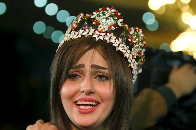 Miss Iraq Shaima Qassem waves to the crowd during the Miss Iraq Pageant in Baghdad, December 19, 2015. (Photo by Ahmed Saad/Reuters)