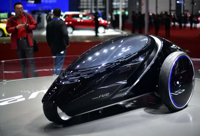 A Toyota FV2 concept car is displayed at the 16th Shanghai International Automobile Industry Exhibition in Shanghai on April 20, 2015. (Photo by Johannes Eisele/Getty Images)
