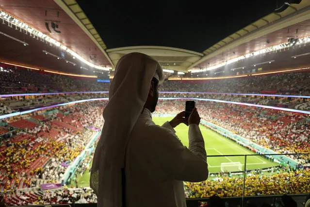 A fan inside the stadium before the FIFA World Cup Qatar 2022 Group A match between Qatar and Ecuador at Al Bayt Stadium on November 20, 2022 in Al Khor, Qatar. (Photo by Amr Abdallah Dalsh/Reuters)